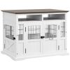 Dog Kennel Furniture Side End Table with Storage Double Doors Small Medium Dogs White