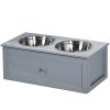 Elevated Dog Bowls with Storage, 2 Stainless Steel Bowls, for Medium Dogs, Gray