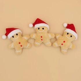 3pcs Plush Gingerbread for Man Cat & Dog - Soft Fabric Toys with Santa Hats, Battery-Free Interactive Play