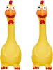 2 Pcs Rubber Chicken Squeaky Dog Toy 11 Inches Horse Toys Latex Reduce Separation Anxiety Screaming Chicken Toy for Small
