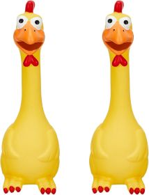2 Pcs Rubber Chicken Squeaky Dog Toy 11 Inches Horse Toys Latex Reduce Separation Anxiety Screaming Chicken Toy for Small