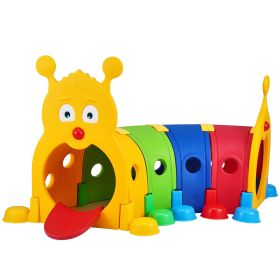 VEVOR Caterpillar Tunnel for Kids, Outdoor Indoor Climb and Crawl Through, Play Equipment for Toddler,Boys,Girls,Baby 3-6, 4 Sections, for Daycare