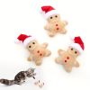 3pcs Plush Gingerbread for Man Cat & Dog - Soft Fabric Toys with Santa Hats, Battery-Free Interactive Play
