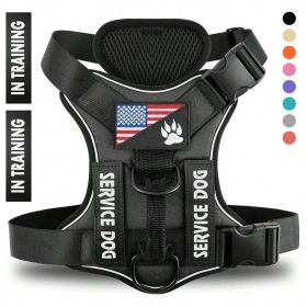 Reflective Breathable Solid Color Polyester Dog Strap (Option: Black-XS)