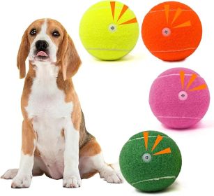 Tennis Ball Dog Toys 4 Pack - 4-Inch Durable and Safe Dog Ball, Sound Output from The Large Tennis Balls for Dogs with Mesh Bag (Color: RED +YELLOW)