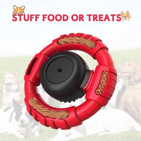 Dog Toys for Aggressive Chewers Large Medium Small Breed Indestructible Durable Tough Dog Chew Toys to Keep Them Busy Nylon Rubber Interactive Dog Toy (Color: Red)